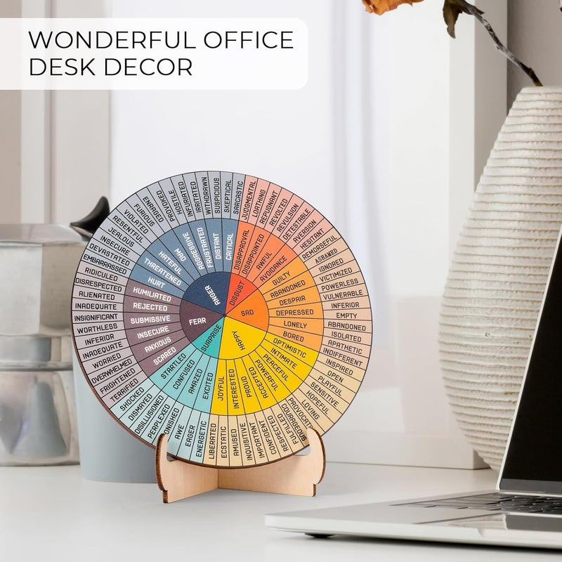 Giftacity Feelings Wheel Therapy Office Desk Decor - 10.6" Large Double Sided Mental Health Emotions Chart with Stand, Therapist Gifts for Home Office Women Man - Image 5
